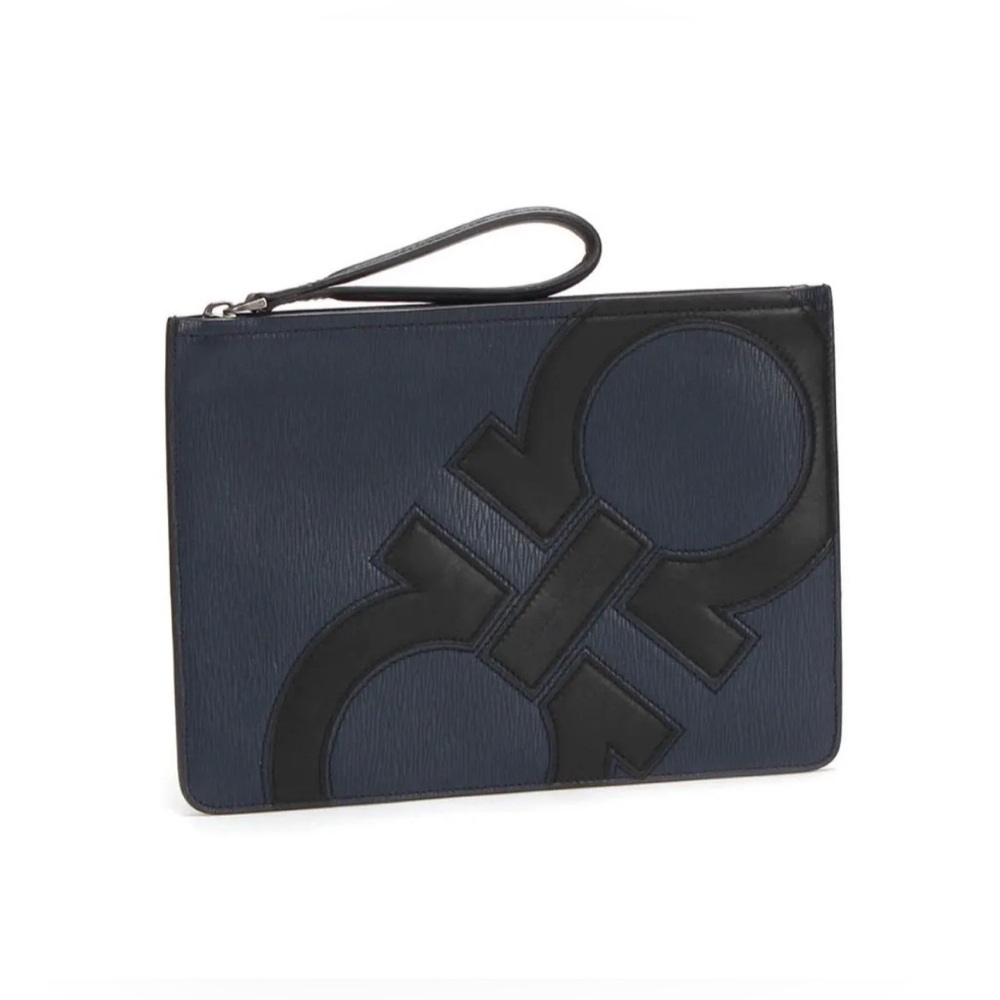 Salvatore Ferragamo Gancini Azul marino clutch - Picture 2 of 4